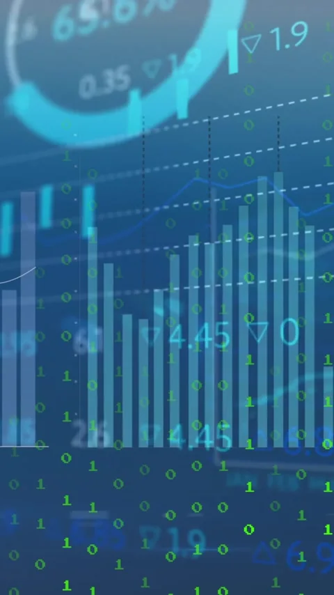 Financial data charts and binary coding, stock market analysis animation Stock-Footage 342997224