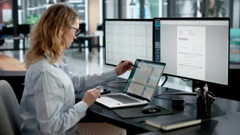 Financial Data Coding And Invoice Creation Stock Footage 330251220