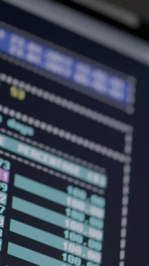 Financial Data Displayed on Computer Screen in Blue Modern Interface Vidéo 321728274