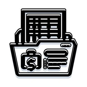 Financial data folder organizing business documents and budget Illustrazione stock