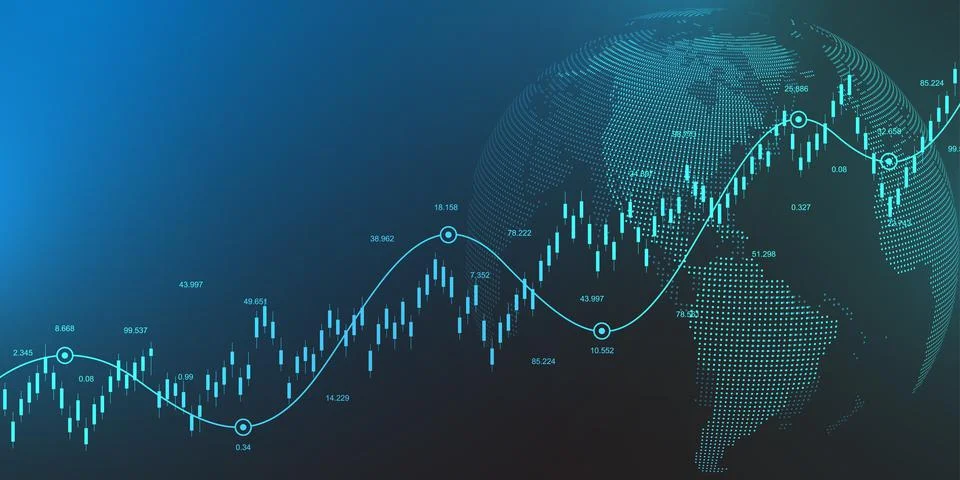 Financial data graph chart background. Business background with candlesticks Stockillustratie