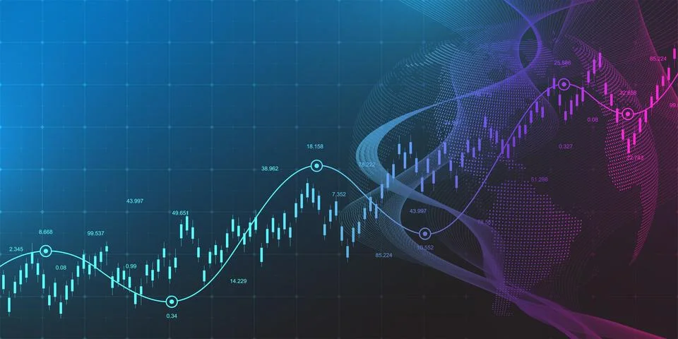 Financial data graph chart background. Business background with candlesticks Stock Illustration