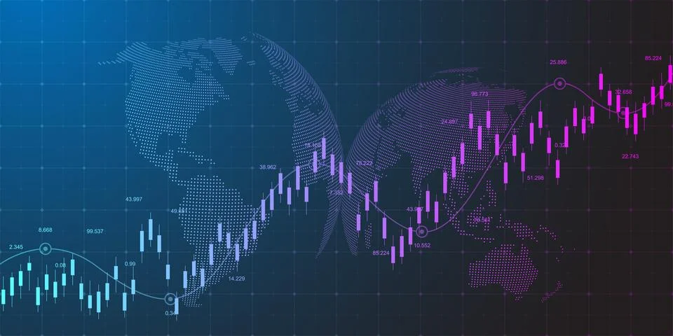 Financial data graph chart background. Business background with candlesticks Stock Illustration