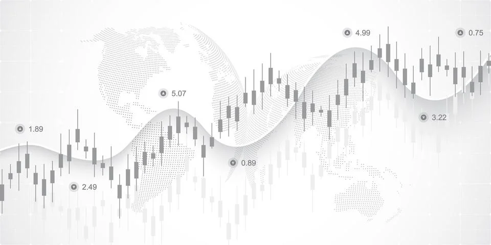 Financial data graph chart background. Business background with candlesticks Stockillustratie