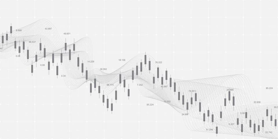 Financial data graph chart background. Business background with candlesticks Stock Illustration
