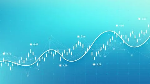 Financial data graph chart background. Business background with candlesticks Stock Illustration