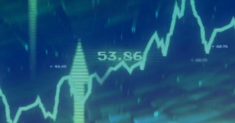 Financial data graph with upward trend image over abstract blue background Stock Photos