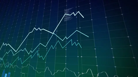 Financial data growth and rising curve chart Stock Footage 343611814