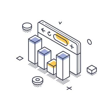 Financial Data Growth And Web Analytics Bar Chart Isometric Vector Illustrati Stockillustratie