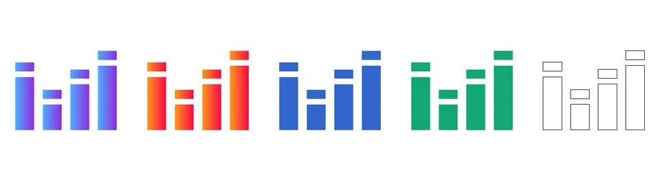 Financial Data Growth Bar Chart Icons Illustration