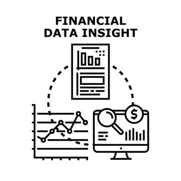 Financial data insight analyzing economic statistics and reports Stock Illustration