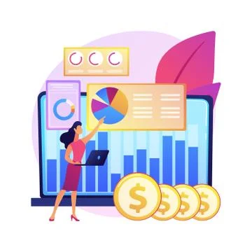 Financial data management abstract concept vector illustration. Illustrazione stock