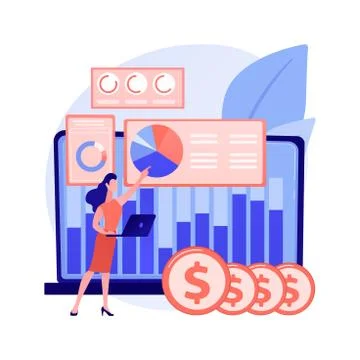 Financial data management abstract concept vector illustration. Illustrazione stock