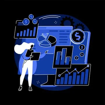Financial data management abstract concept vector illustration. Stock Illustration