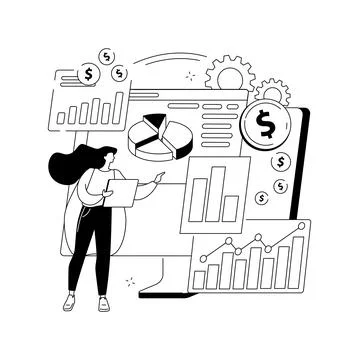 Financial data management abstract concept vector illustration. Stock Illustration