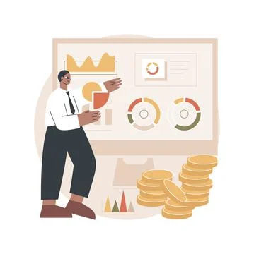Financial data management abstract concept vector illustration. Illustrazione stock