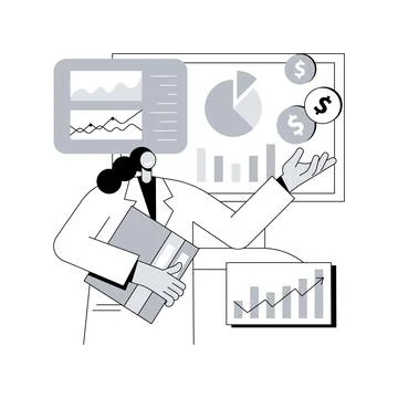 Financial data management abstract concept vector illustration. Illustrazione stock