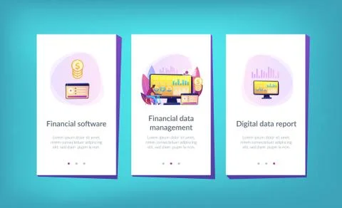 Financial data management app interface template. Stock Illustration