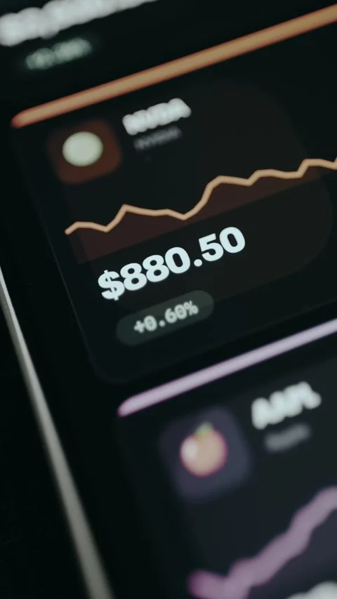 Financial data for NVDA on a mobile app interface Stock Footage 332936788