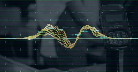 Financial data processing against card machine in a cafe Foto stock