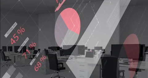 Financial data processing against empty office Stock Footage 141701862