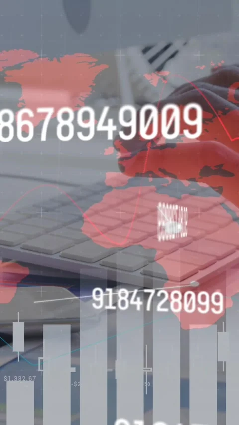 Financial data processing against mid section of person using computer at office 스톡 동영상 331649552