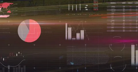 Financial data processing against night city traffic Stock Illustration