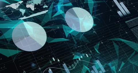 Financial data processing against plexus networks on black background Stock Footage 329015259