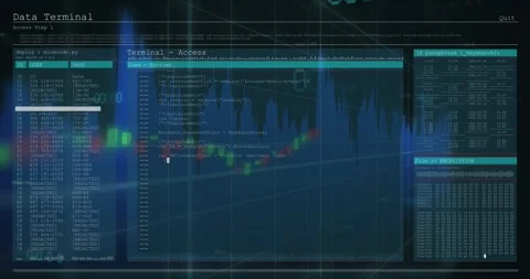 Financial data processing over computer interface with data processing against Stock Footage 329157800