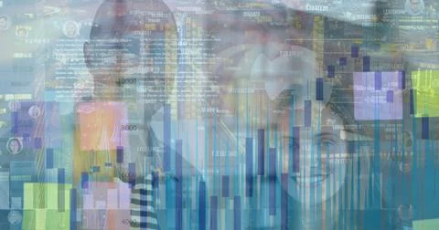 Financial data processing over office colleagues discussing over memo notes Stock Photos
