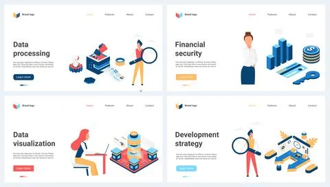 Financial data processing, visualization and security, business strategy Illustrazione stock