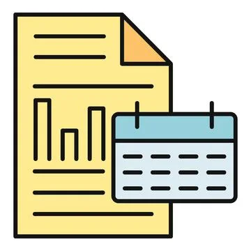 Financial data report with calendar scheduling progress Stock Illustration