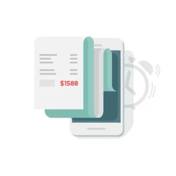 Financial data report scheduling on mobile phone, smartphone statistics info Stock Illustration