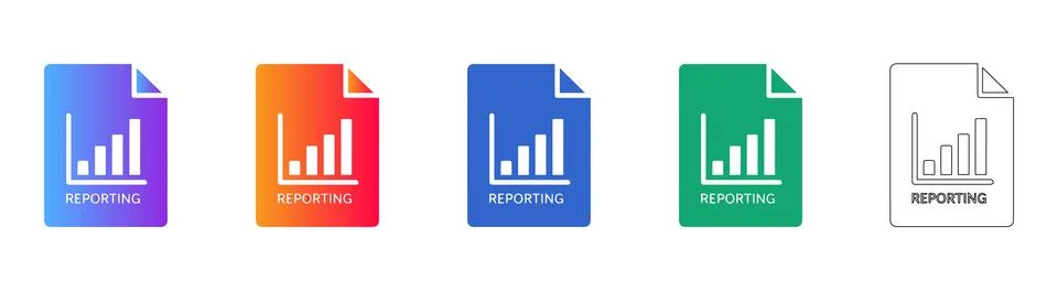 Financial Data Reporting Icon Set Stock Illustration