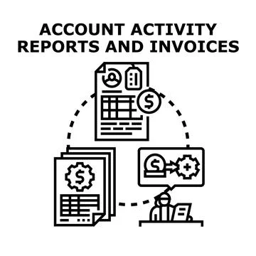 Financial data reports processing billing transactions Stock Illustration