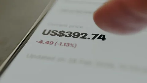 Financial data showing a current price in US dollars and recent change Vídeos de archivo 330249703