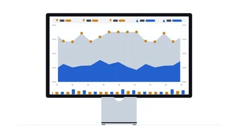 Financial Data Terminal UI Stock Market Dashboard Graph Blue White Corporate Stock Footage 345264577