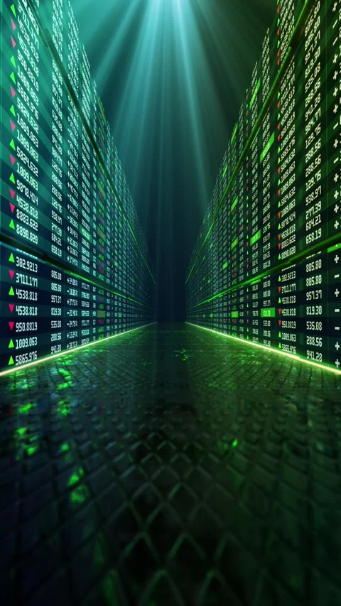 Financial Data Tunnel Trading Screen Market Analytics Digital trading tunnel sho Stock Footage 341904141