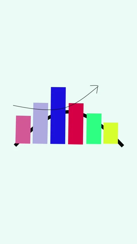 Financial data visualization with animated bar graph and modern design vert.. Video stock 321626969