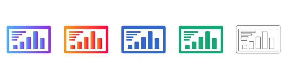 Financial Data Visualization Dashboard Icons Stock Illustration