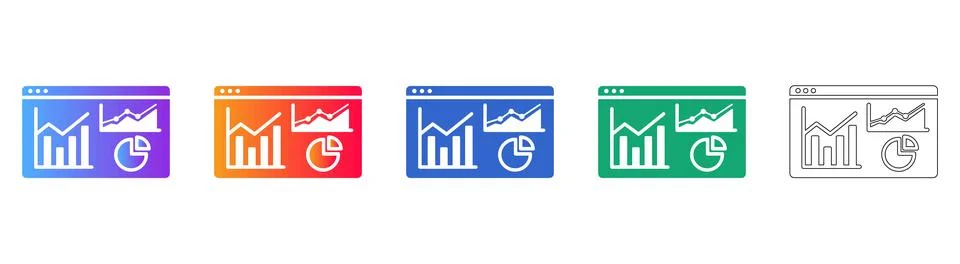 Financial Data Visualization Icons Set Stock Illustration