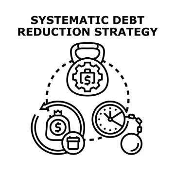 Financial debt reduction strategy planning and managing process Stock Illustration