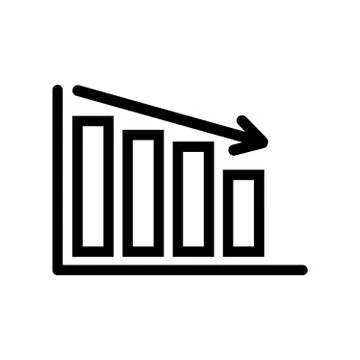 Financial decline decreasing bar chart simple vector symbol. EPS vector icon. イラスト素材
