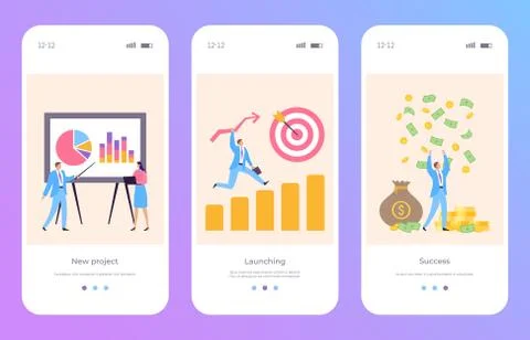 Financial development digital set, vector illustration. People character plan Stock-Illustration