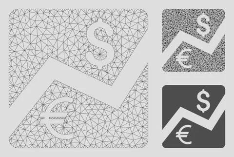 Financial Diagram Vector Mesh Network Model and Triangle Mosaic Icon Stock Illustration