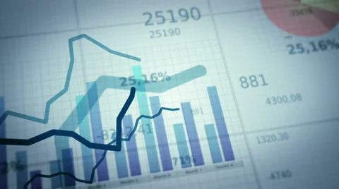 Financial diagrams showing a growing tendency 2 in 1. Black-White. Loopable. Stock Footage