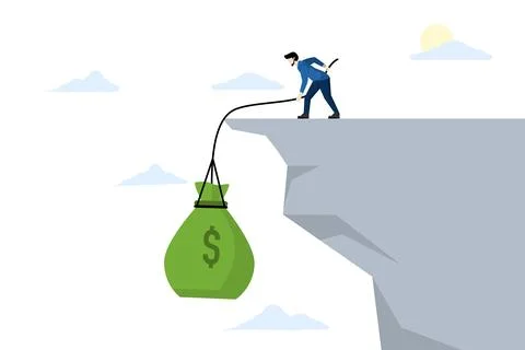 Financial difficulties concept, Difficulty paying bills and debt repayment. 스톡 일러스트