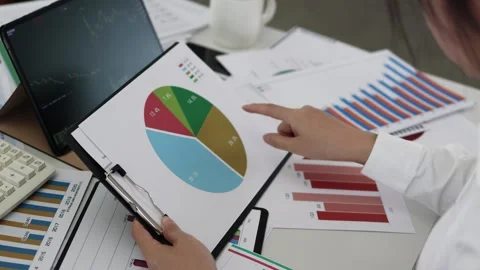 Financial digital management and report analysis Stock Footage 303545656