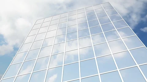 Financial district glass window skyscraper with clouds loop time lapse Stock Footage 341831201