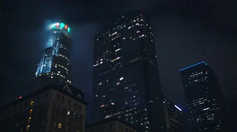 Financial district at night Stock Footage 33733780